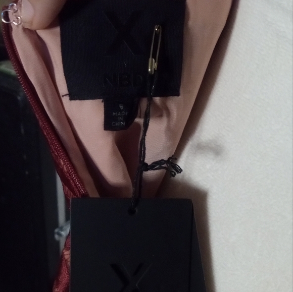 Revolve X By NBD Burgundy Strappy Illusion Detail Mini Dress‎ Size Small - Picture 6 of 8